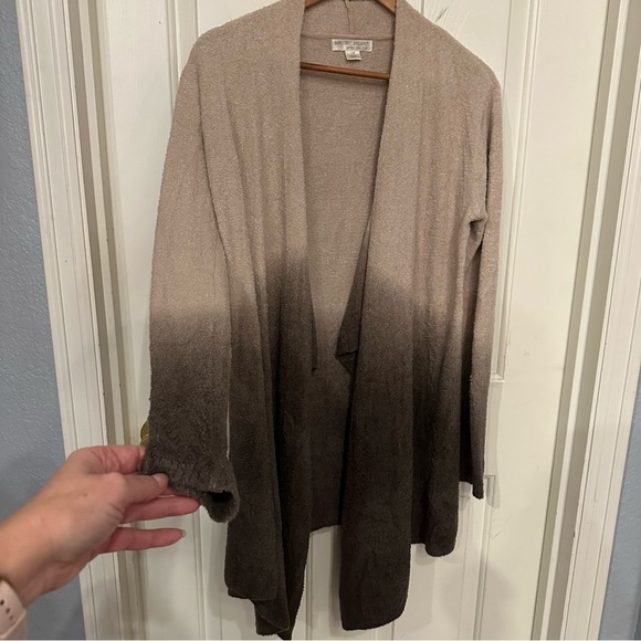 Barefoot Dreams CozyChic Lite Calypso Wrap Cardigan Bamboo Ombre Brown Tan S/M - Picture 3 of 9